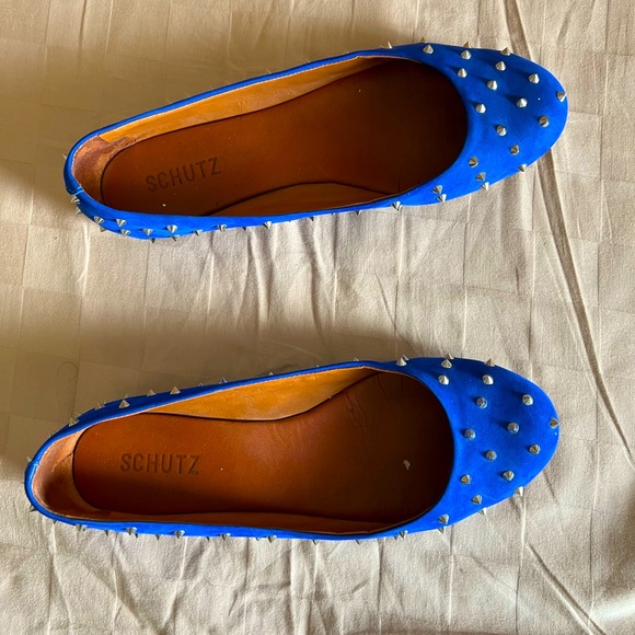 SCHUTZ Shoes - SCHUTZ Periwinkle Blue Studded Ballet Leather M Flats Size US 9